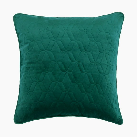 Decorative Pillow Covers, Teal Blue 16"x16" (40x40 cm) Cushion Cover, Velvet Geometric & Quilted Throw Pillow Cover For Sofa, Solid Color Pattern Modern Style - Diamond Teal