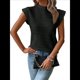 thumbnail image 1 of Camisetas Texturizadas de Corta para Mujer, Cuello Redondo, de Punto, Elegantes, Informales, Básicas, Sin Mangas, de Verano, Ajustadas, Negras, S, 1 of 8