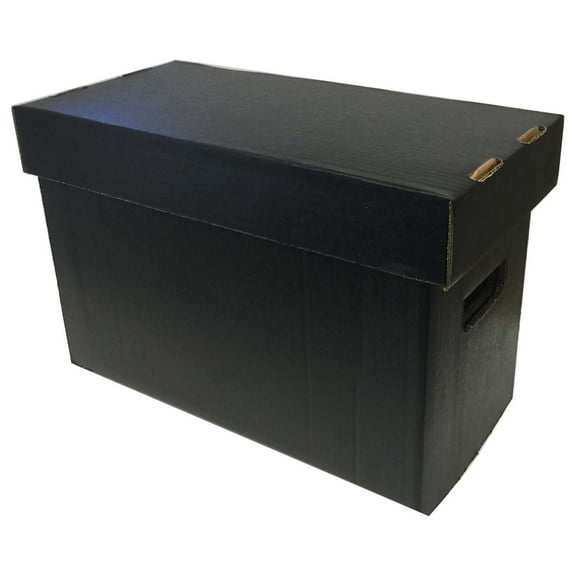 Max Pro Comic Storage Box SHORT - Holds 150-175 Comics - Black Cardboard Boxes for Comic Book Collectors; Durable Comic Book Storage Containers White