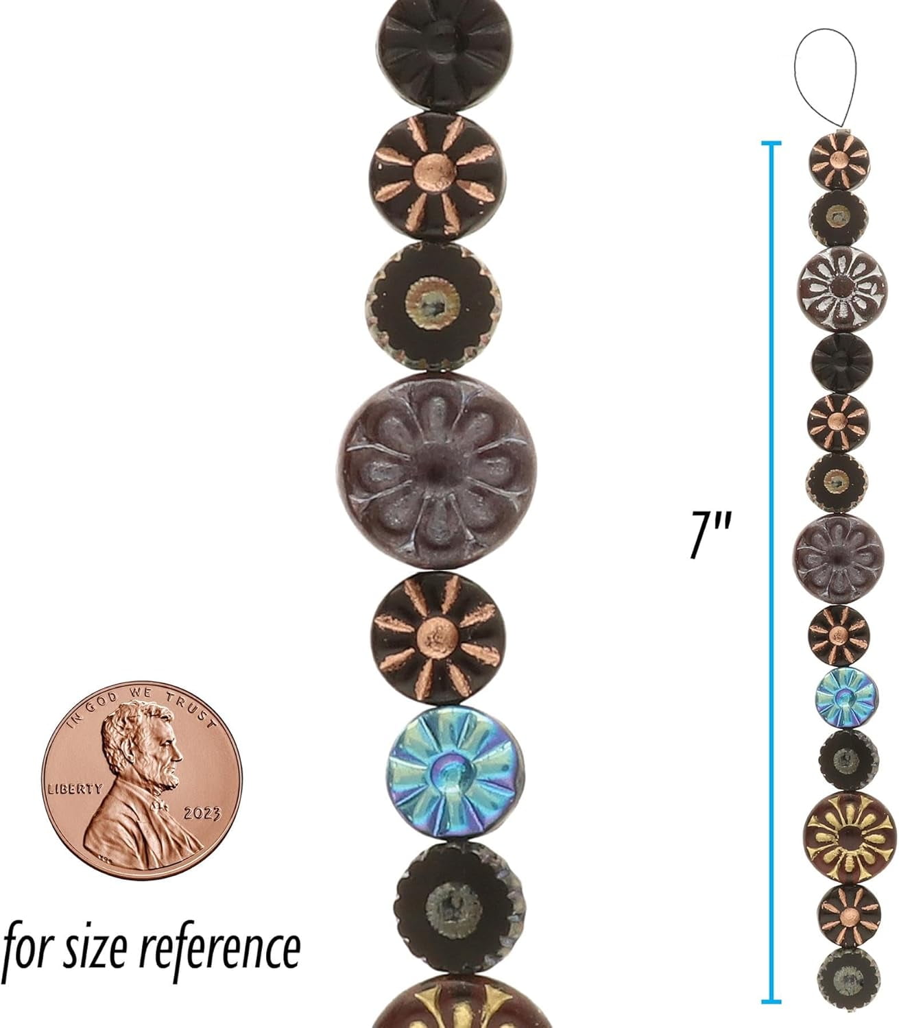 The Beadsmith Czech Glass Strands - High Quality, Pressed & Table Cut Beads – 3 x 7-Inch Strands, 13 Beads Per Strand – Black Mix – For Jewelry Making, Decorations & DIY Crafts