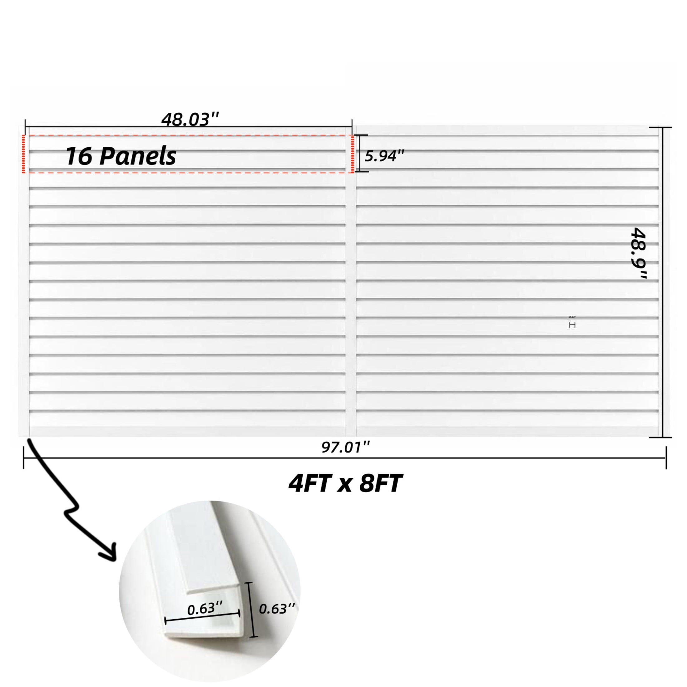 GDF Studio 4x8FT PVC Slatwall Panel Kit Garage Storage System with 24 Hooks, Lightweight Water-Resistant Panels, White