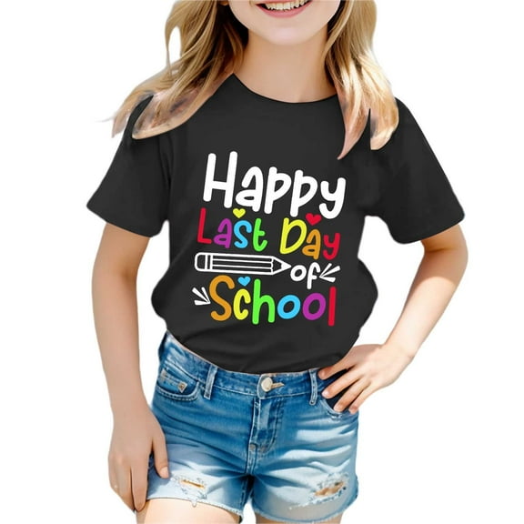 WOYY Toddler Girls Last Day of School T-Shirt Letter Print Short Sleeve Summer T Shirt
