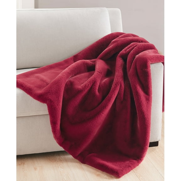 Charter Club Plush Faux Fur Throw, 50¨ X 60¨,Pomegranate