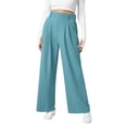 thumbnail image 5 of FUNUONY Wide Leg Pants Woman Pull On Stretchy Work Dress Pants High Waisted Business Casual Trousers Slacks Solid Color Straight Loose Yoga Pants Streetwear Stretchy Baggy Joggers Pants Blue S, 5 of 8