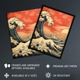 thumbnail image 2 of Red Sunset Great Wave Dramatic Stormy Seascape Art Print Framed Poster Wall Decor 12x16 inch, 2 of 5