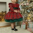 thumbnail image 7 of URMAGIC Toddler& Baby Girls Red Plaid Christmas Dress Oversize Bow Bubble Gown Dress, 7 of 7