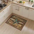 thumbnail image 2 of ODIKA 3'x5' Washable Throw Rug Stain Resistant, Low Profile, Non-Slip Farmhouse Stars Motif Vintage Distressed Plank Frame Terracotta Teal Flowing for Entryway, Kitchen, Mudroom, 2 of 7