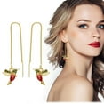 thumbnail image 2 of Valentine's Day Gifts for Woman Vintage Winged Hummingbird Bird Ear Hoop Earrings Personalized Earrings Red, 2 of 2
