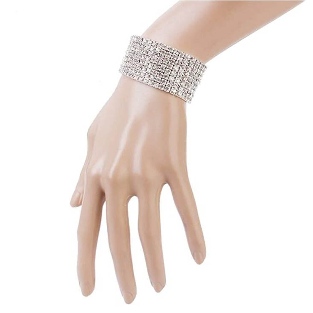 Elegant Women Crystal Rhinestone Infinity Bangle Bracelet Deluxe Jewelry Gift EV
