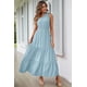 thumbnail image 5 of Vestido PRETTYGARDEN Maxi Azul con Nudo y Un Hombro Sin Mangas Talla L, 5 of 8