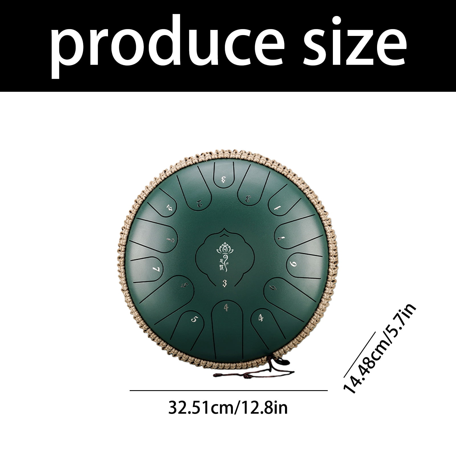 Tongue Drum 13 Inches 15 Notes, Hand Pan Drums for Adults 440hz, C Leading Steelpan Musical Instrument with Song Book, Mallets and Carry Bag