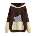 thumbnail image 2 of ICHUANYI Clearance Women's And Winter Pullover Bottoming Hooded Cute Pet Print Large Size Loose Colorblock Sweater(Coffee, XXL) ICHUANYI WER2023081507574, 2 of 5