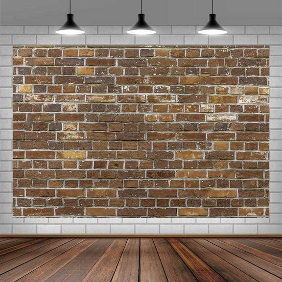 10x8ftBrown Brick Wall Photo Backdrop Photography Background, Vintage Portrait Video Podcast Studio Backdrops Photo Booth Prop Decorations Wall Decor Tablecloth