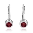 thumbnail image 2 of 14k White Gold 4mm Garnet Bezel Leverback Earrings, 2 of 2