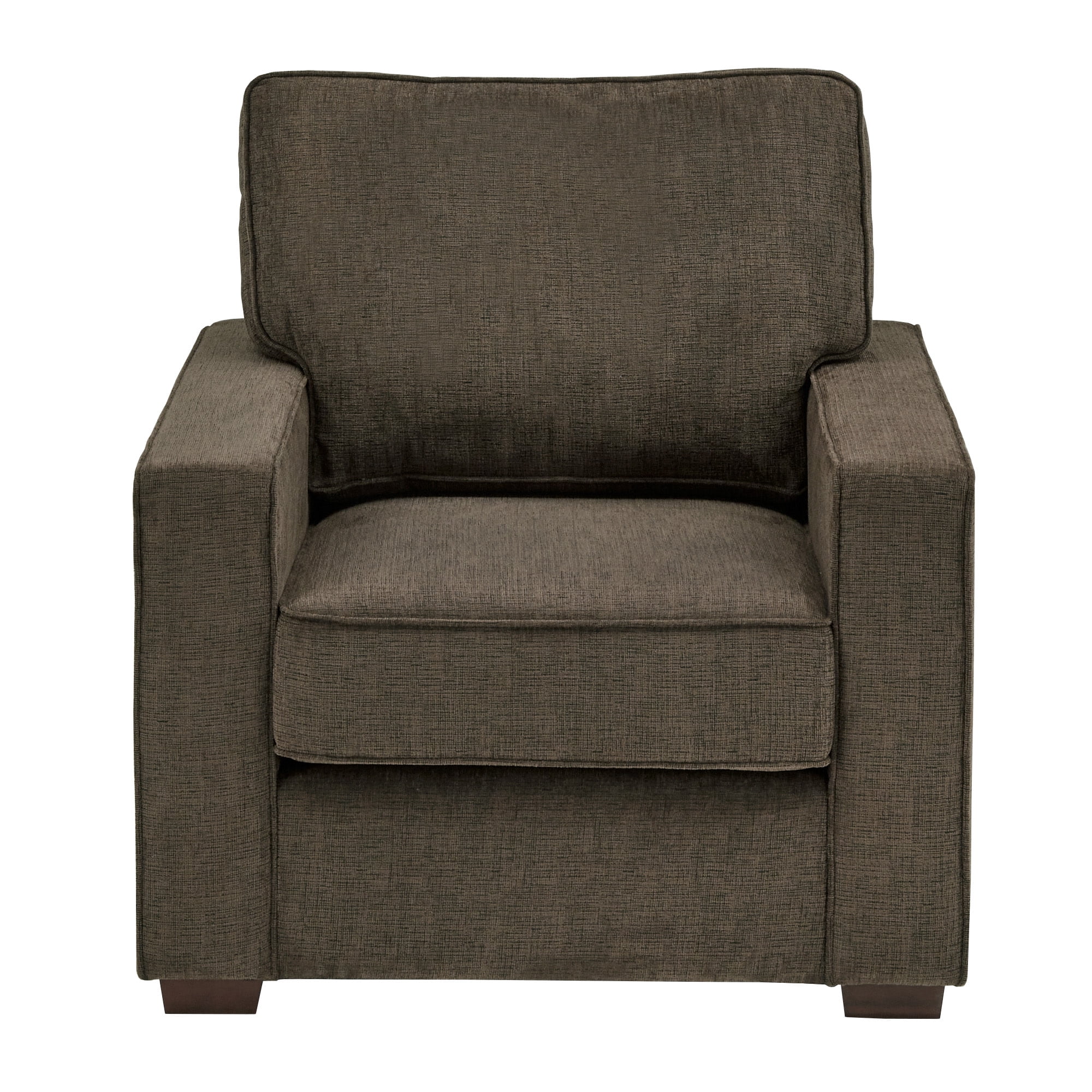 Weston Home Svolvar Modern Fabric Upholstered Square Arm Chair, Brown Chenille Fabric
