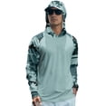 thumbnail image 2 of Camo Print Sun Hoodie for Men with Mask UPF 50+ Fishing Blouses Long Sleeve UV Rash Guard Cooling Lightweight Hoodies Black L, 2 of 5