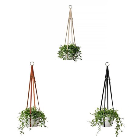 Indoor Flower Hanging Rope Plant Plant Flower Pot Flower Pot Leather ...