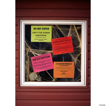 Fun World 9081112 7.5 x 5 in. Condemned Signs Halloween Decor, Pack of 24