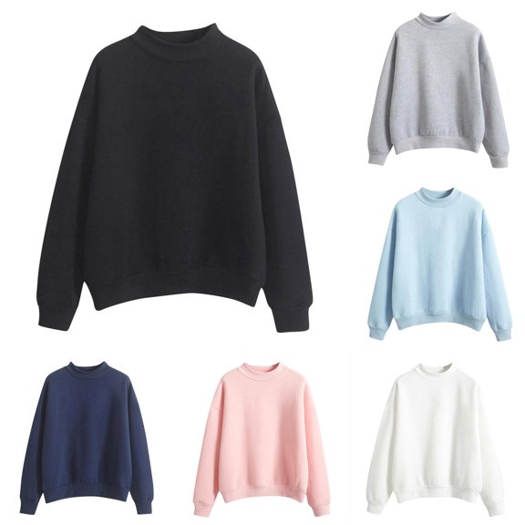 SONXAHE Neck Solid Sweatshirt for Women Oversized Loose Fit Spring Fall Pullover Tops