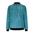 thumbnail image 5 of Uaswgudfs ​Women's Autumn Winter Casual Baseball Jacket Blue Green Printed Denim with Ribbed Cuffs, Zip-Up Short Coat​, 5 of 6