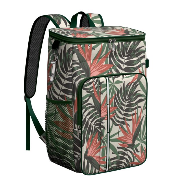 Botanical Leafy Soft Cooler Backpack - 20L, Multiple Pockets for Organized Storage, Leakproof Design