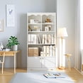 thumbnail image 6 of TROPOW 63 Inches Tall Storage Cabinet,5-Tier Bookcase,Wooden Bookshelf Storage Organizer,Freestanding Display Storage Cabinet,Bookcase and Bookshelf for Home Office, Living Room,Bedroom,White, 6 of 6