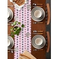 thumbnail image 2 of ERUNPONLY Red Black Bow Table Runner - 120 Inch Long Pink Striped Cute Romantic Art Cotton and Linen Blended Dress Scarves Farmhouse Table Runner for Kitchen Dining, Coffee Table, 13"x120", 2 of 8