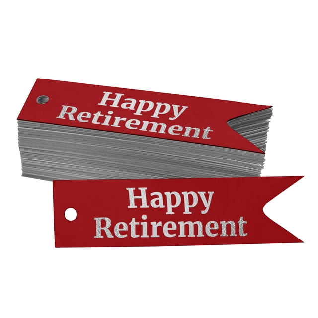Inkdotpot Real Silver Foil Happy Retirement Tags Favor Hang Paper Tags 100 Pieces