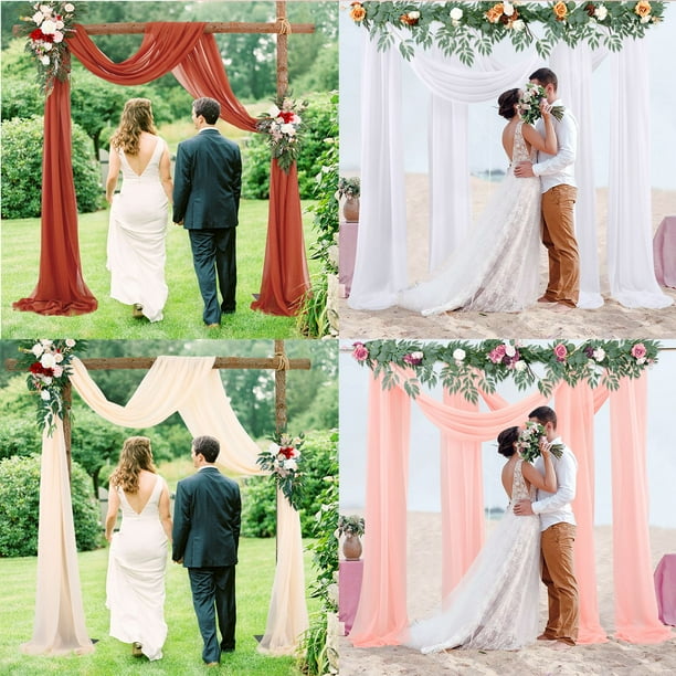 Cortinas de boda, tela de gasa con arco de boda, decoración de boda, cortinas de tela de gasa, diseño fácil de usar