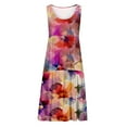 thumbnail image 4 of Viikei Womens Summer Dresses,Summer Dresses for Juniors,Womens Fashion Holiday Summer Casual Printing Sleeveless Party Beach Loose Dress Pink S, 4 of 5