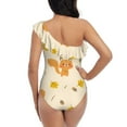 thumbnail image 5 of Honeii Squirrel And Leaves for women's one-piece swimsuit featuring a chic one-shoulder design experience elegance and style in the water-X-Large, 5 of 6