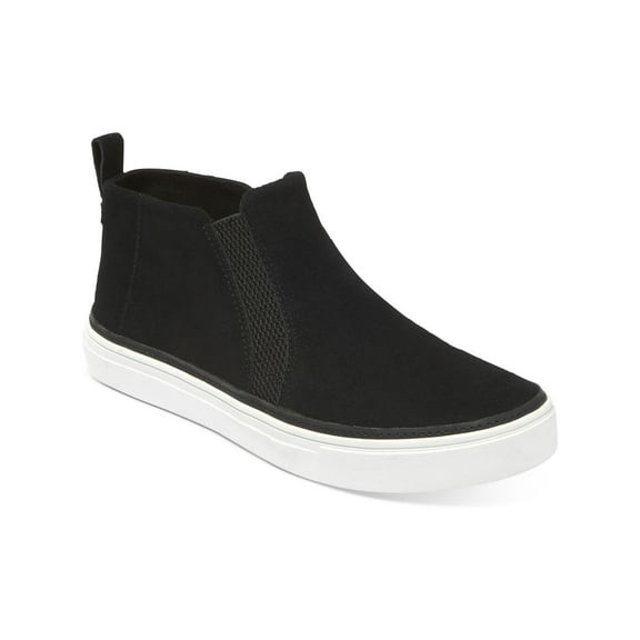 Toms Bryce Black Leather Suede Pull On Rounded Toe Low Top Fashion Sneakers (Black, 5)