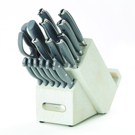 Set Whitewash - Farberware Forged Whitewash Rustic Knife Block Set, 17 Piece
