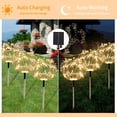 thumbnail image 4 of Juego de 4 luces solares para jardín de exterior, 480 LED, impermeables, alimentadas por energía solar, 8 modos de iluminación con control remoto para patio, fiesta de Navidad, jardín (amarillo) decor, 4 of 5