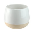 thumbnail image 2 of 5.5" Shiny White and Textured Faux Wood Grain Round Decorative Planter, 2 of 2