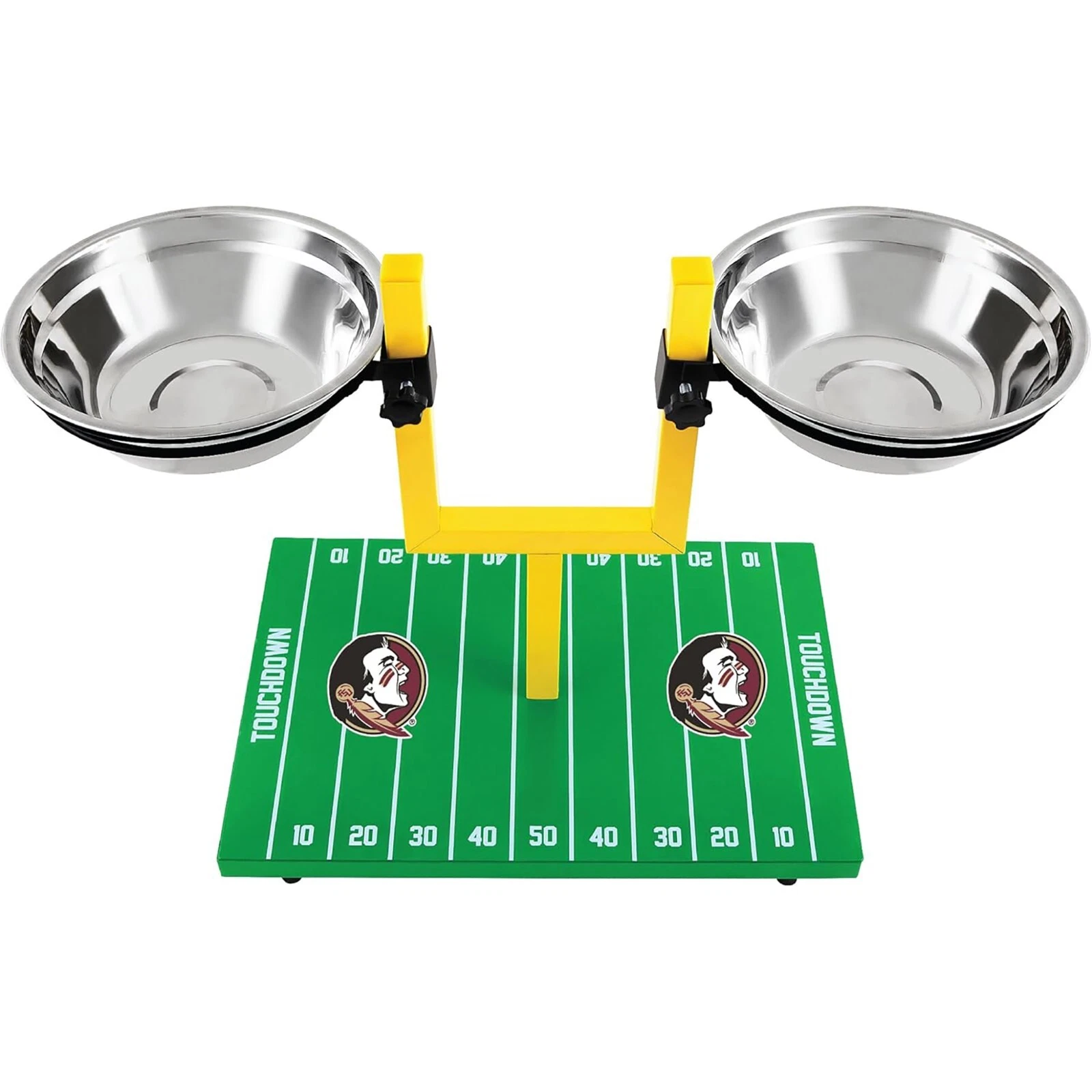 Pets First NCAA Football Goalpost Elevated Dog Feeder Stainless Steel Bowl