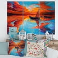thumbnail image 2 of Designart ' Little Boat During Warm Deep Red Evening Glow ' Nautical & Coastal Canvas Wall Art Print, 2 of 3