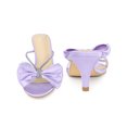 thumbnail image 5 of BLISSFUL STEP Women's Strappy Bow Rhines Kitten Heels Slide Sandals Purple 7, 5 of 6