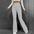 thumbnail image 4 of Ribbed Pants for Women, Audhol Women's Elastic Slim Fit Pants Sports Leisure Solid Color Brushed Strip Pocket Casual Pants Knit Pants for Women Light Ashy S, 4 of 7