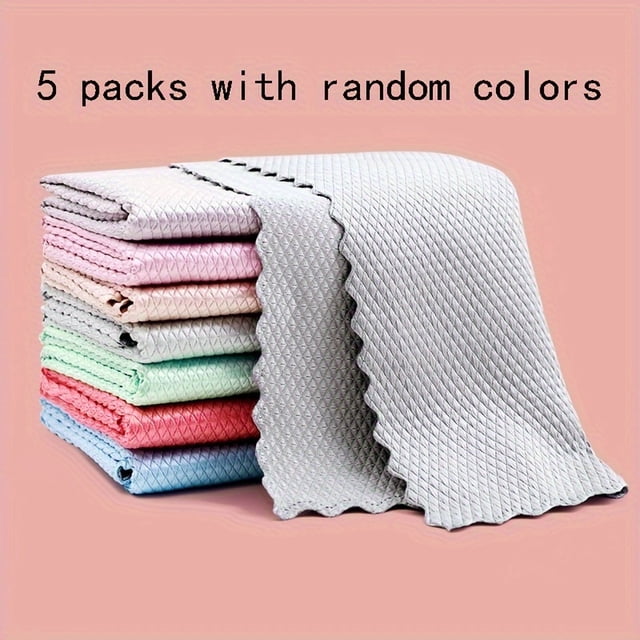 QJUHUNG 5pcs Magic Cleaning Cloth - Fish Scale Glass Wiping Cloth Car Window Mirror Cleaning Cloth - Non Marking And Reusable - Suitable for Cleaning Kitchens Mirrors Glass Plates Sc