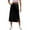Black, variant on Women's High Waist Solid Color Casual Drawstring Side Slit Skater Skirt With Pockets for Everyday and Use