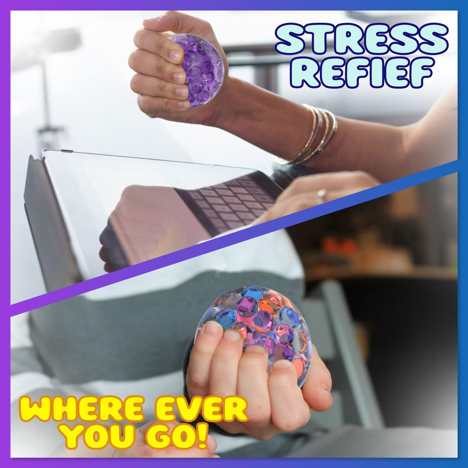 Sticky Fidget Balls - Pack of 8 Squishy Sensory Toys - TPR Material - Anxiety Relief for Adults