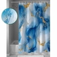 thumbnail image 3 of Abstract Marble Texture Shower Curtain Set ，Waterproof Fabric Shower Curtains Gold Blue White Gradient Art Shower Curtains for Bathroom,Bathroom Decor 60"x72", 3 of 6
