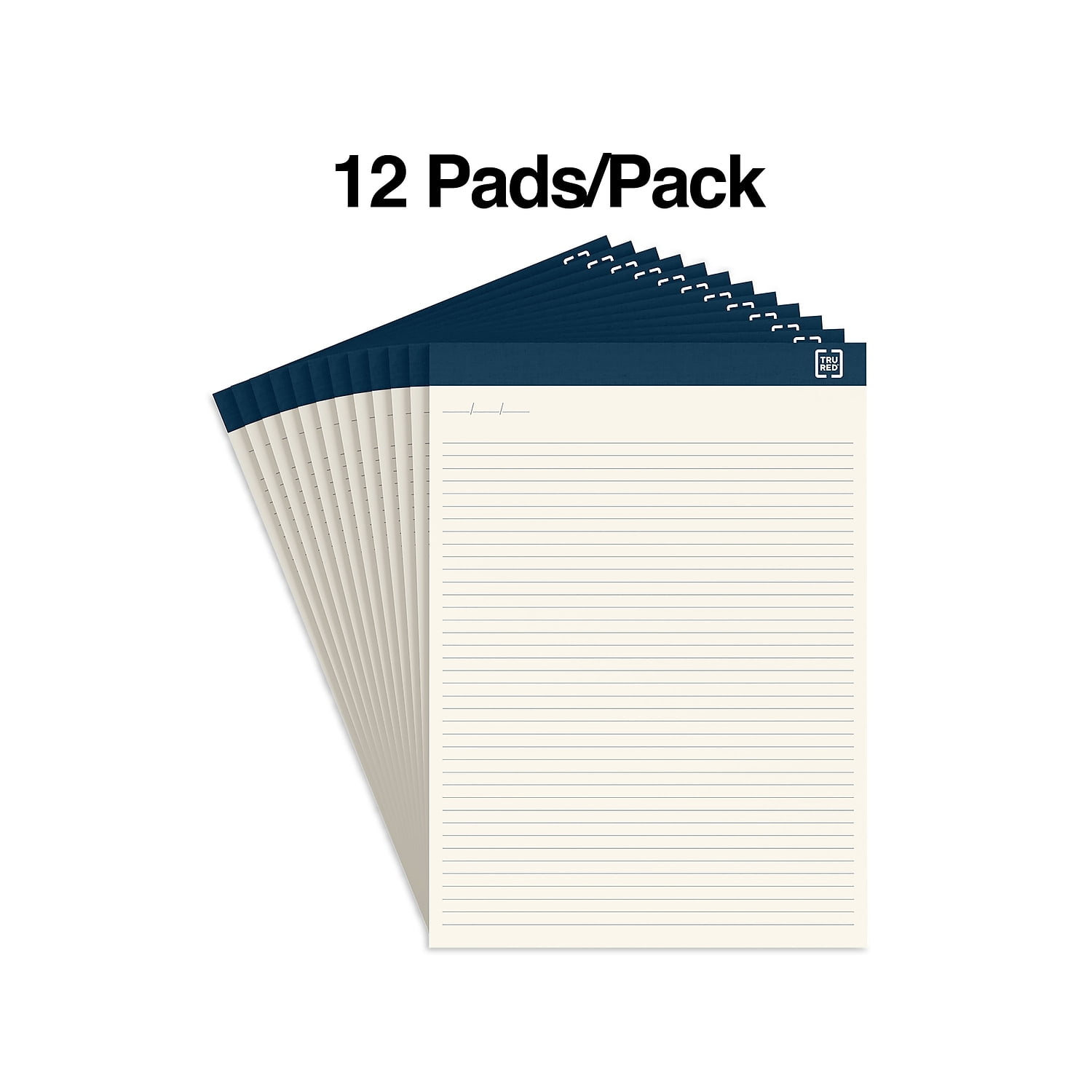 TRU RED Notepads 8.5' x 11.75' Wide Ruled Ivory 50 Sheets/Pad TR58194