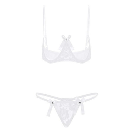 

YiZYiF Women Sheer Lace Lingerie Set Push-up Bra with Thong Underwear