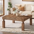 thumbnail image 3 of Tribesigns Square Wood Coffee Table, 39-Inch Farmhouse Coffee Table, Rustic Center Table for Living Room, Easy Assembly, Brown, 3 of 7