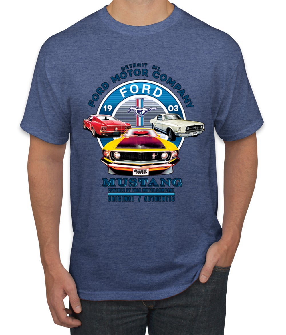 Wild Bobby, Ford Motor Company Mustang Trio Detroit Original Authentic, Cars and Trucks, Men Graphic T-Shirt, Light Blue, X-Large, Men's, Size: XL