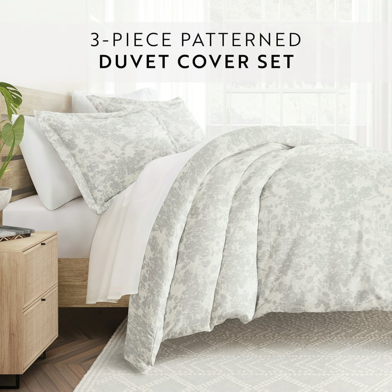 Noble Linens Gray Vine Trellis 3-Piece Duvet Cover Set - King photo 4
