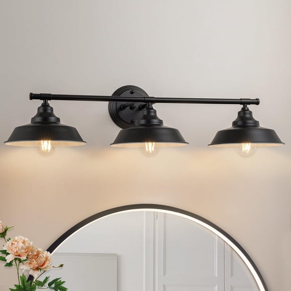 GoYeel Bathroom Vanity Light Fixtures Over Mirror 32.3"-Matte Black Wall Sconce Lighting 3 Lights Rustic Farmhouse Vanity Light I