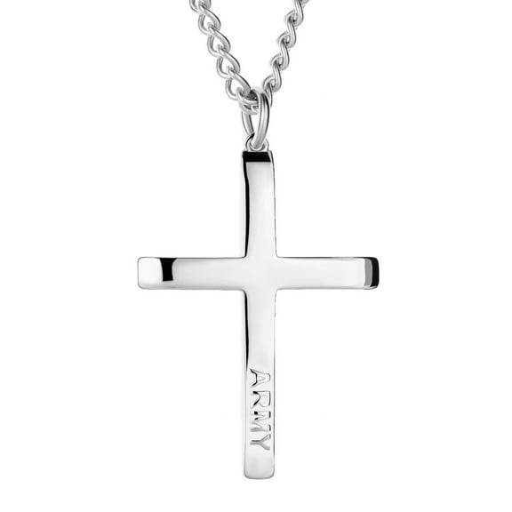 Men's Stainless Steel Army Cross Necklace- Joshua 1:9 by Shields of Strength